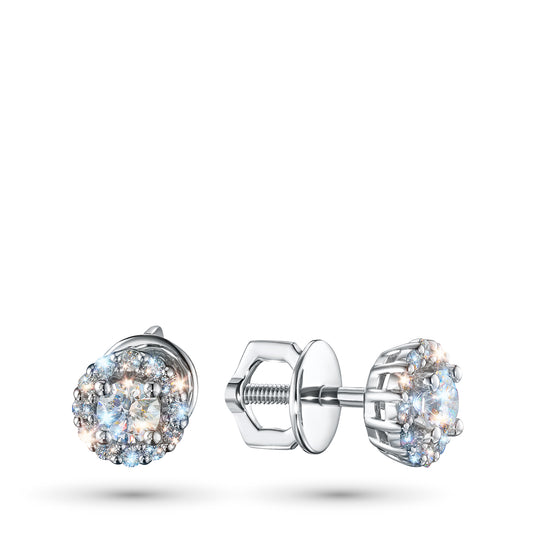 14K White Gold Earring Studs with Lab-Created Diamonds
