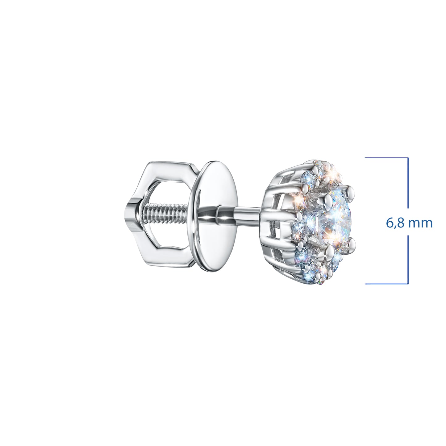 14K White Gold Earring Studs with Lab-Created Diamonds