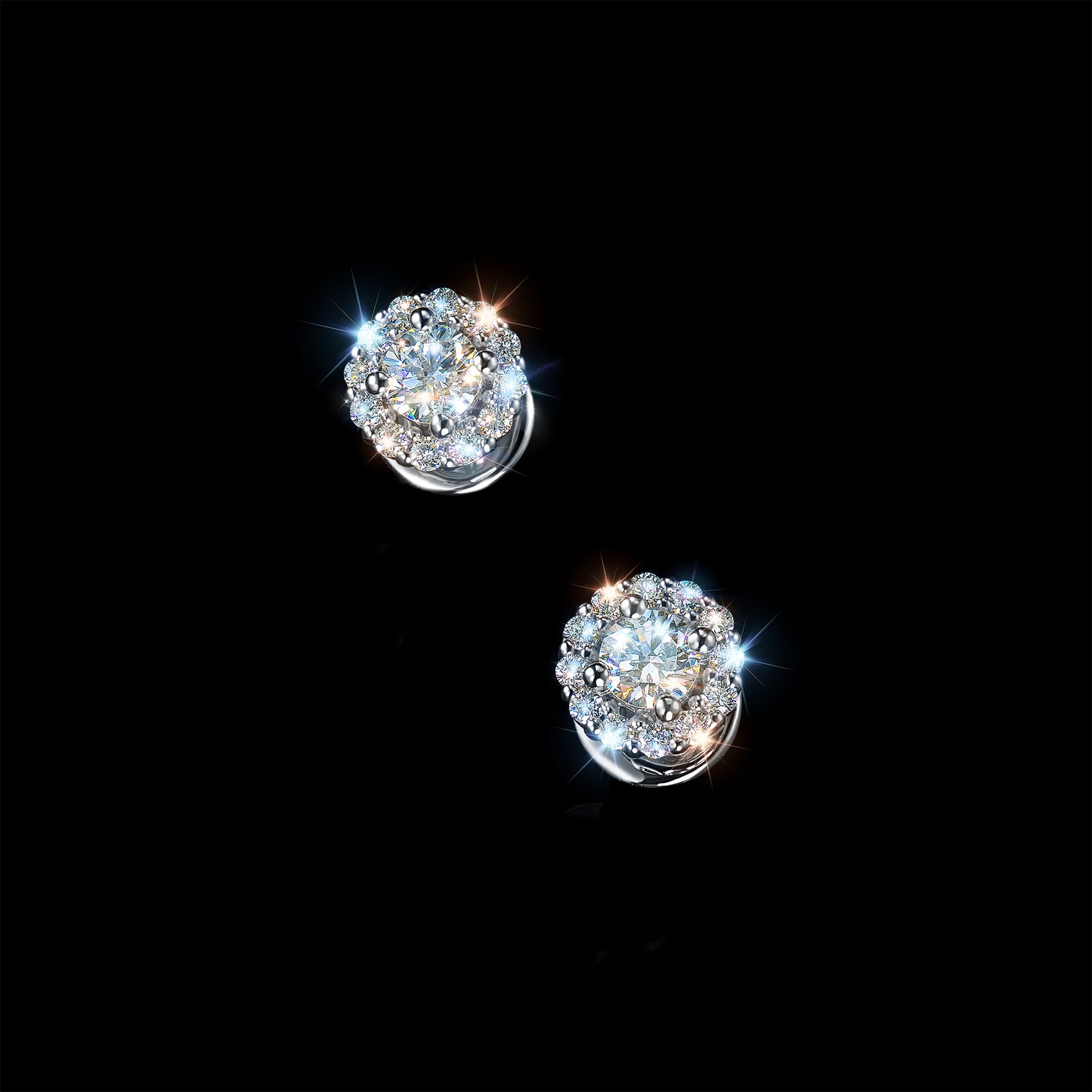 14K White Gold Earring Studs with Lab-Created Diamonds