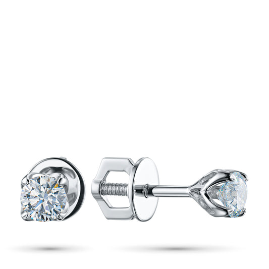 14K White Gold Earring Studs with Lab-Created Diamonds