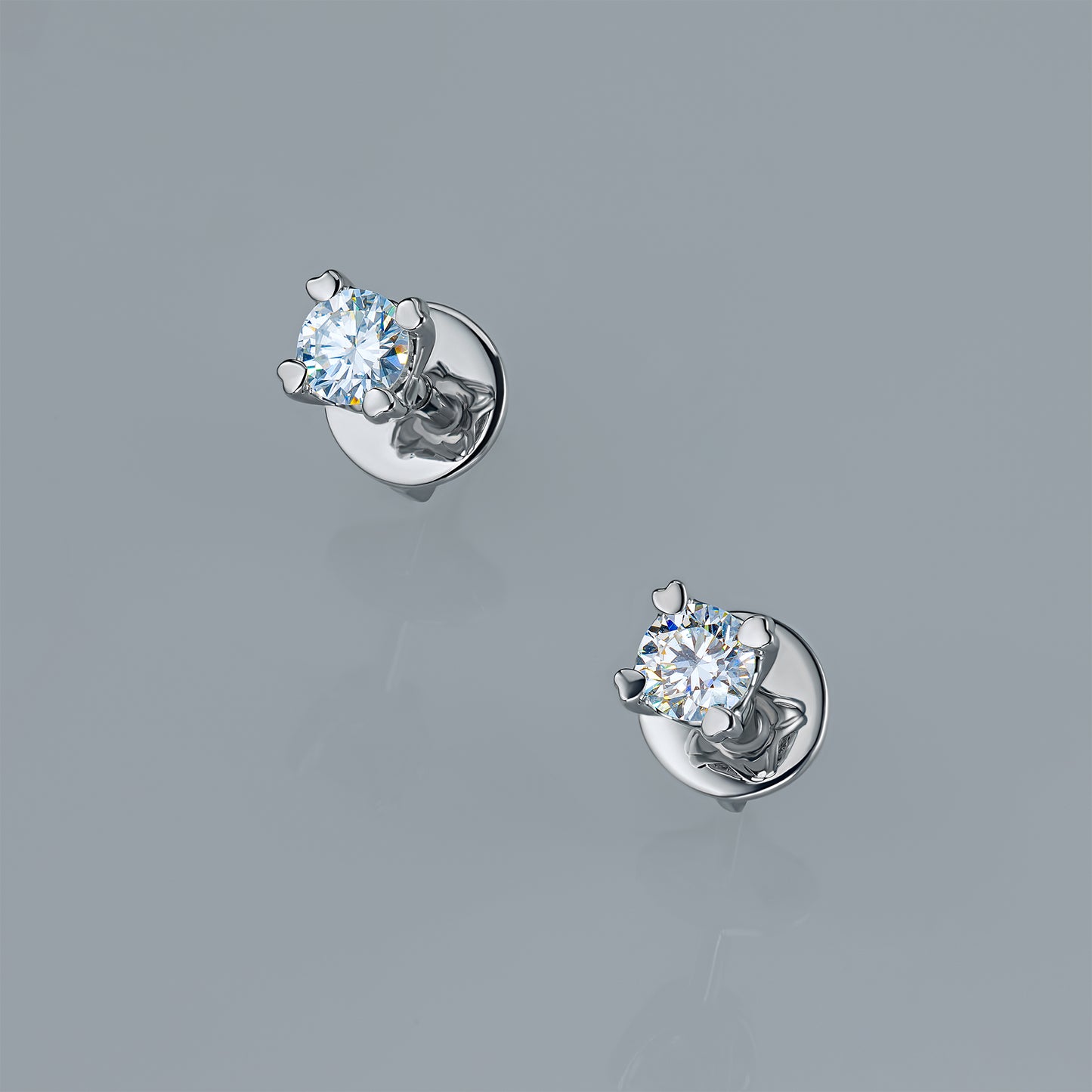 14K White Gold Earring Studs with Lab-Created Diamonds