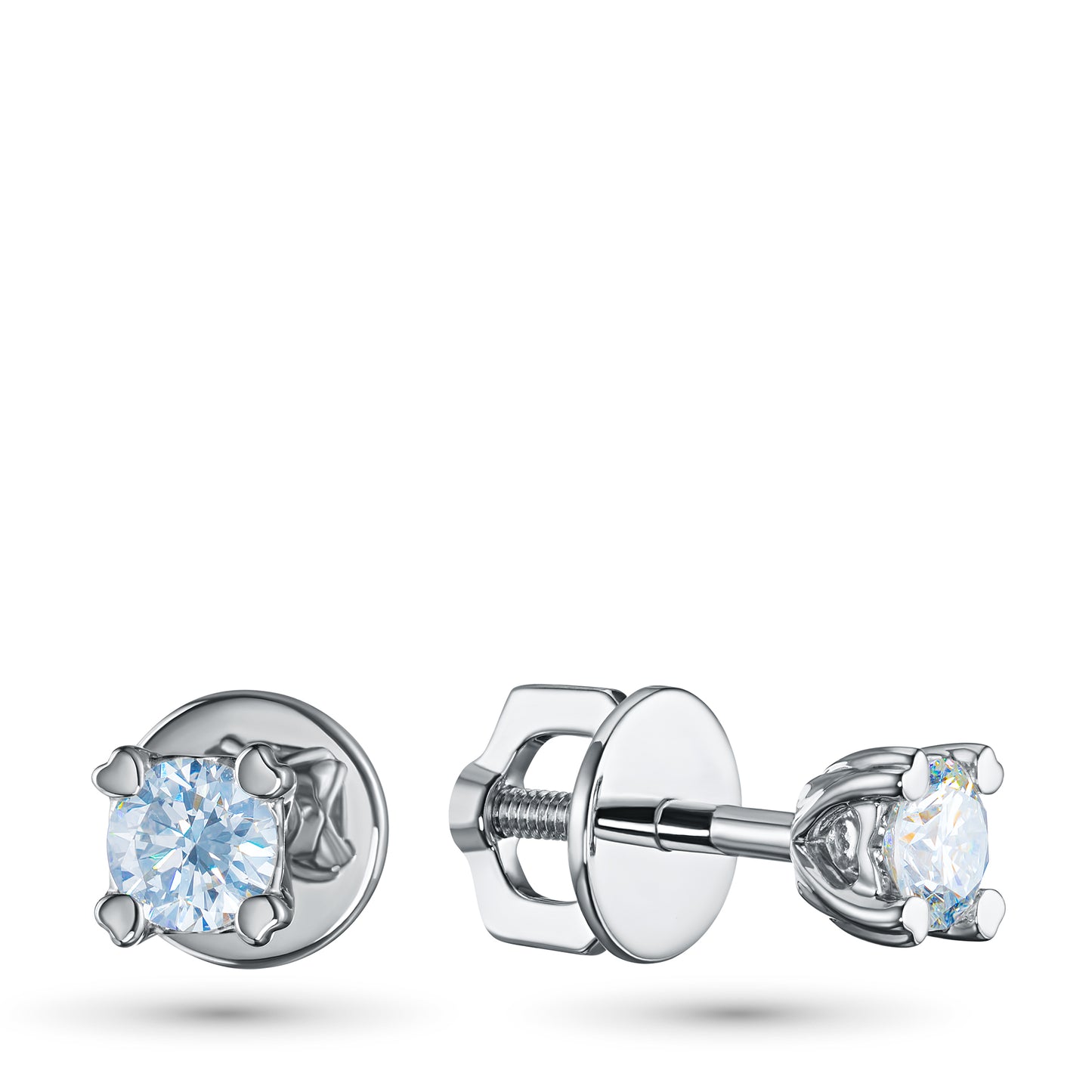 14K White Gold Earring Studs with Lab-Created Diamonds