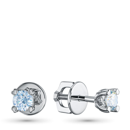14K White Gold Earring Studs with Lab-Created Diamonds