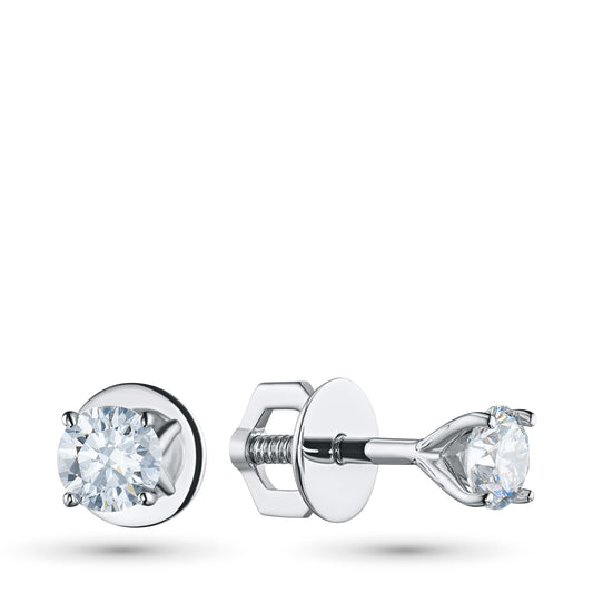 14K White Gold Earring Studs with Lab-Created Diamonds