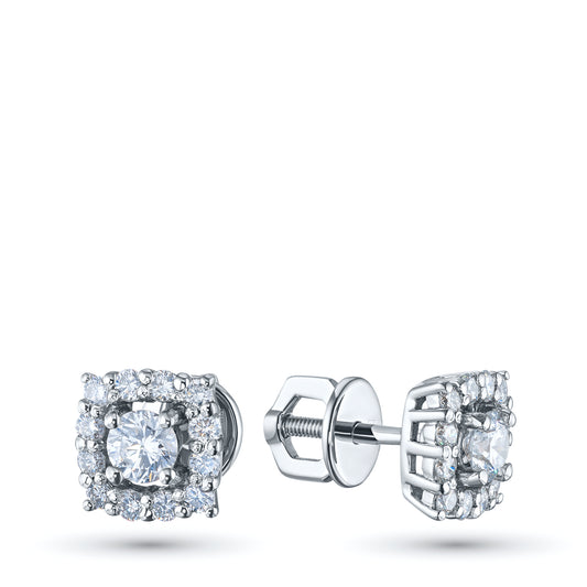 14K White Gold Earring Studs with Lab-Created Diamonds 0.920 CT.TW