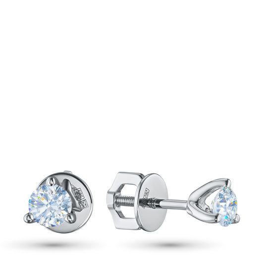 14K White Gold Without Nickel Earring Studs with Lab-Created Diamonds 1.490 CT.TW