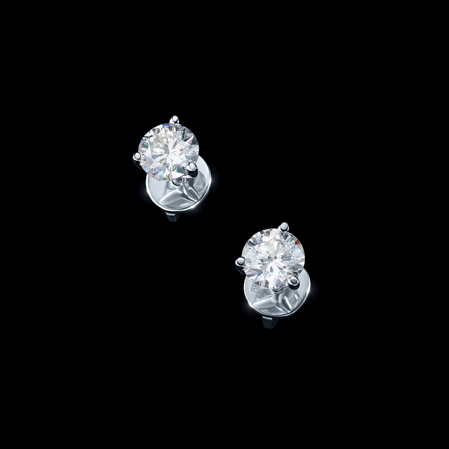 14K White Gold Earring Studs with Lab-Created Diamonds