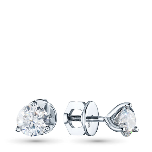 14K White Gold Earring Studs with Lab-Created Diamonds