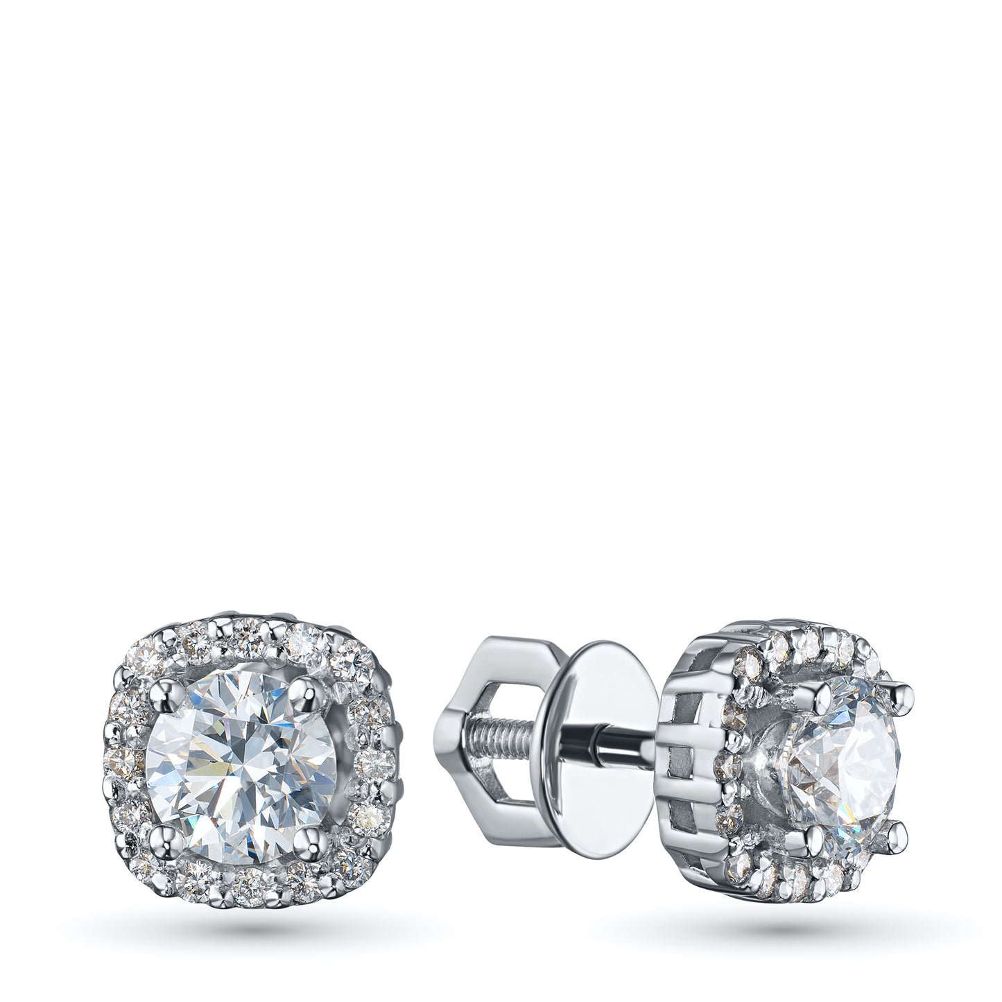 14K White Gold Earring Studs with Lab-Created Diamonds
