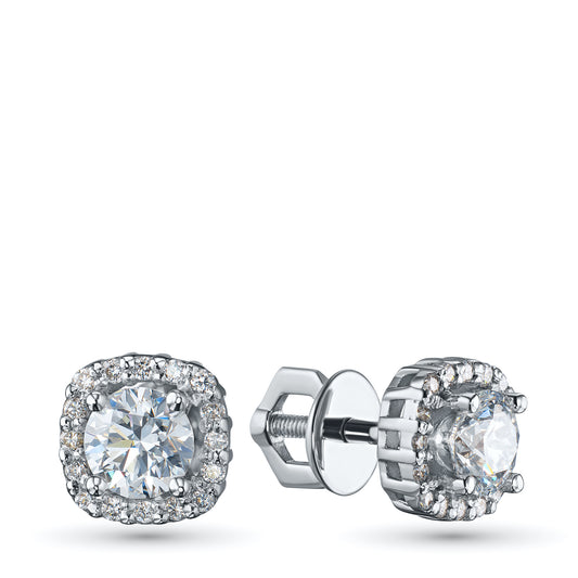 14K White Gold Earring Studs with Lab-Created Diamonds