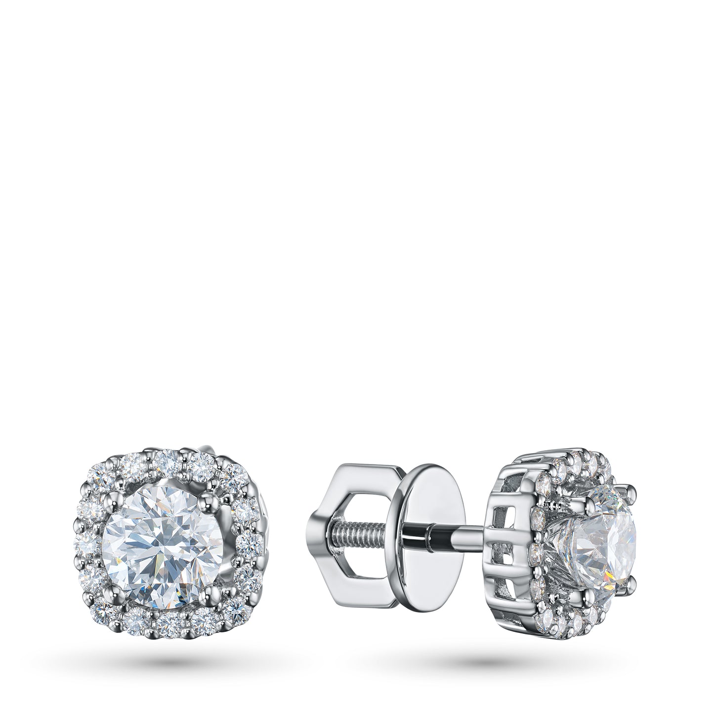 14K White Gold Earring Studs with Lab-Created Diamonds