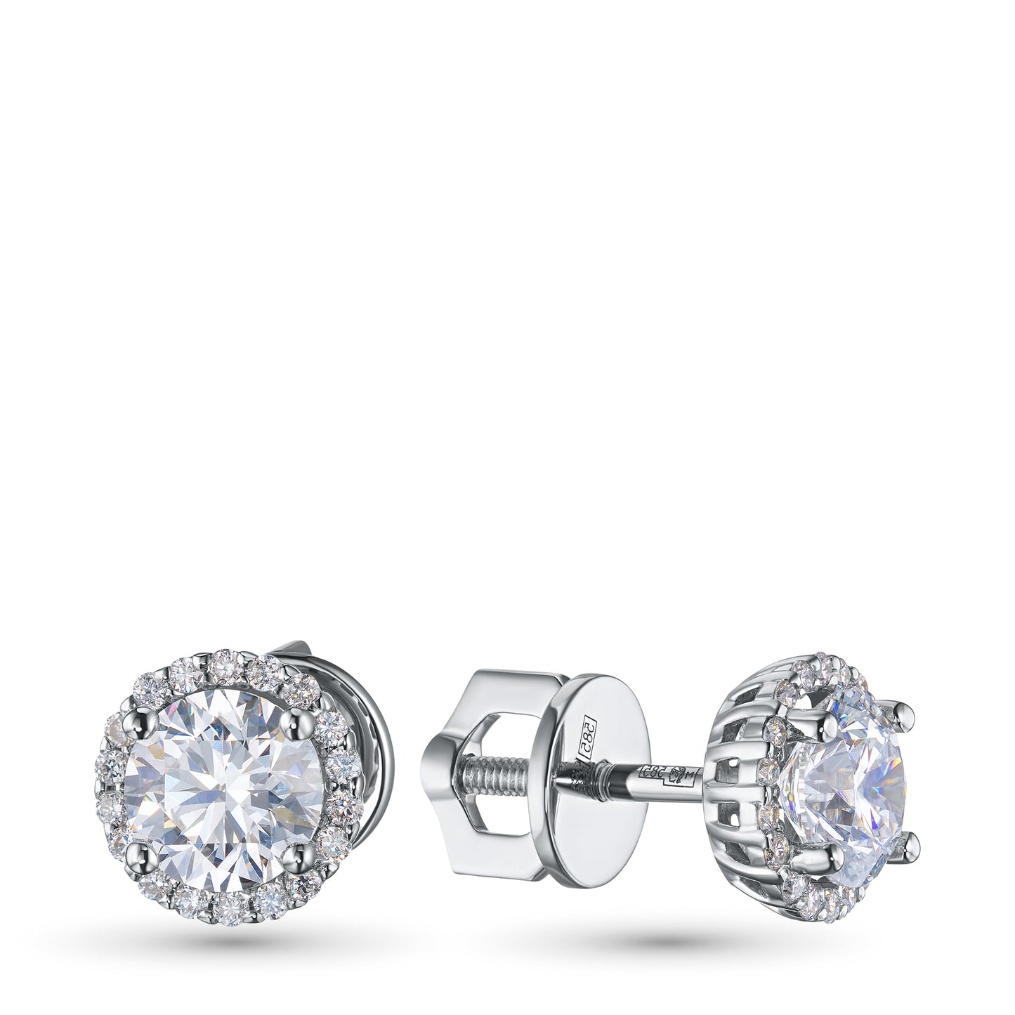 14K White Gold Earring Studs with Tanzanite and Lab-Created Diamonds