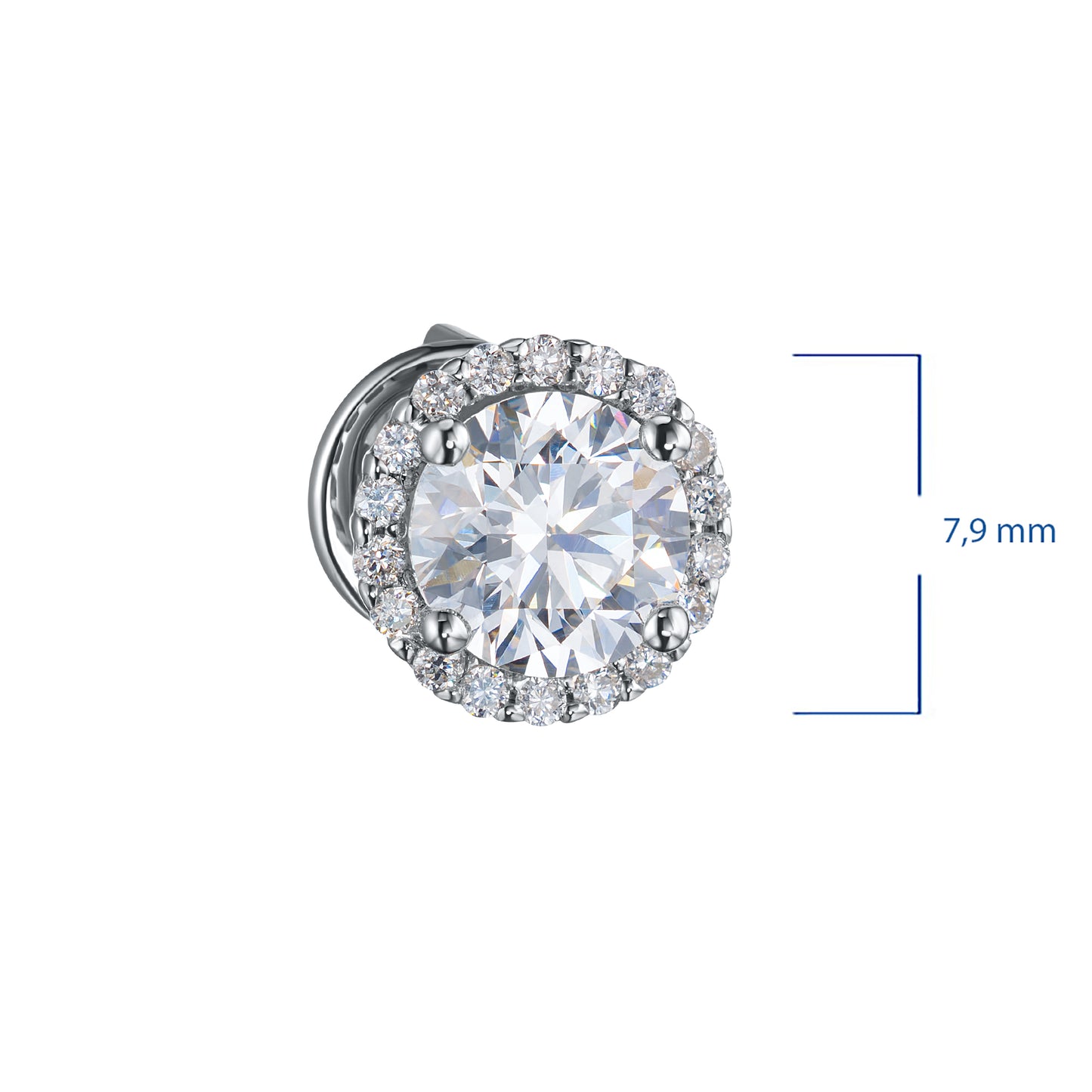 14K White Gold Earring Studs with Tanzanite and Lab-Created Diamonds