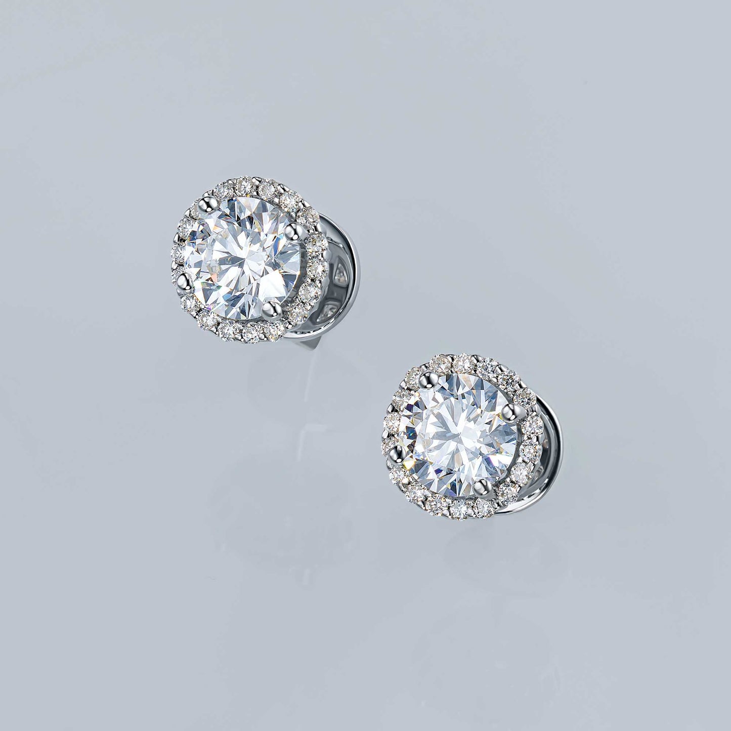 14K White Gold Earring Studs with Tanzanite and Lab-Created Diamonds