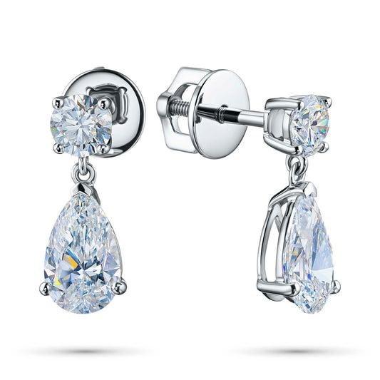 Sterling Silver Earring Studs with Emerald and Topaz 2.930 CT.TW