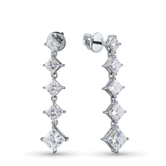 14K White Gold Without Nickel Earring Studs with Lab-Created Diamonds 5.360 CT.TW