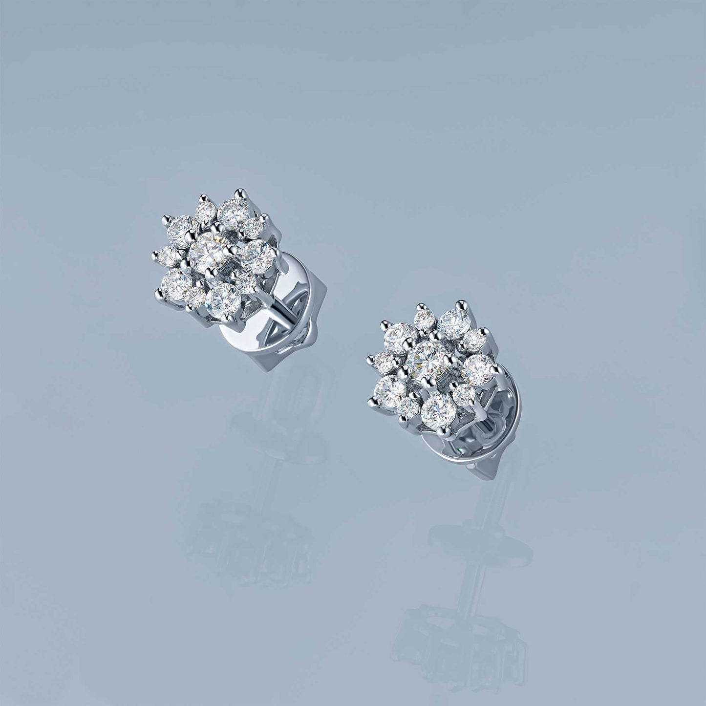 14K White Gold Earring Studs with Lab-Created Diamonds