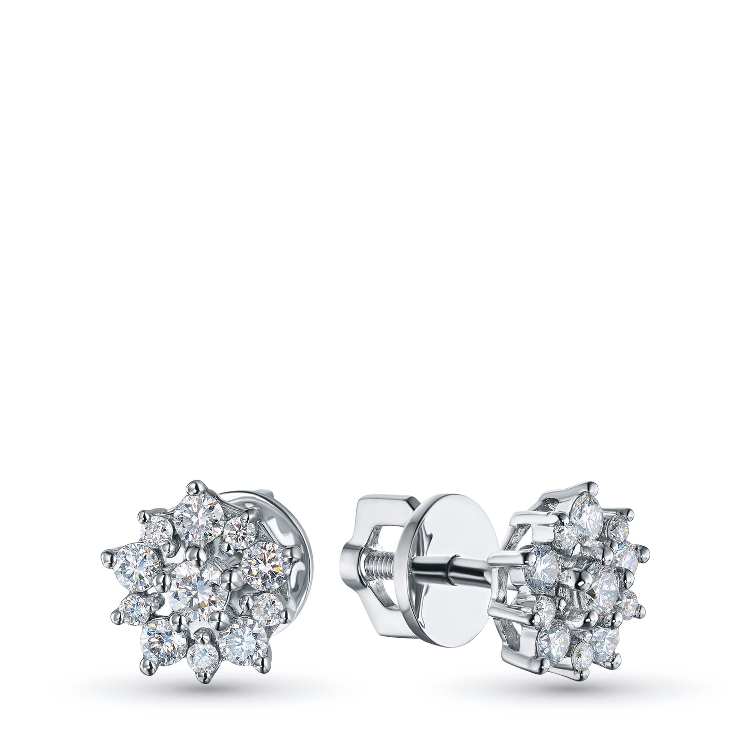 14K White Gold Earring Studs with Lab-Created Diamonds
