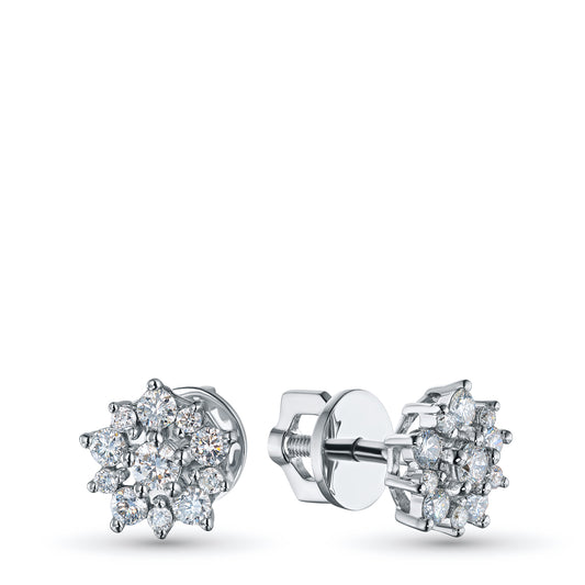 14K White Gold Earring Studs with Lab-Created Diamonds