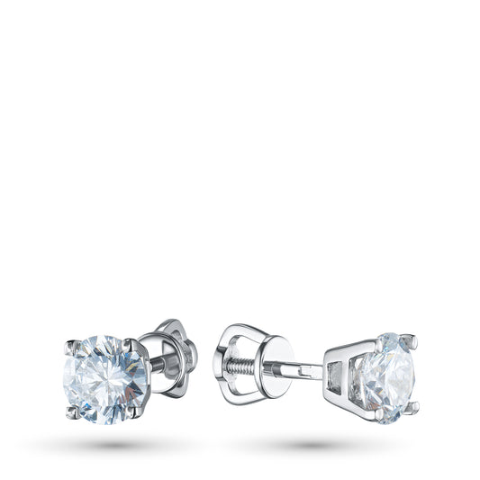 14K White Gold Without Nickel Earring Studs with Lab-Created Diamonds 1.890 CT.TW