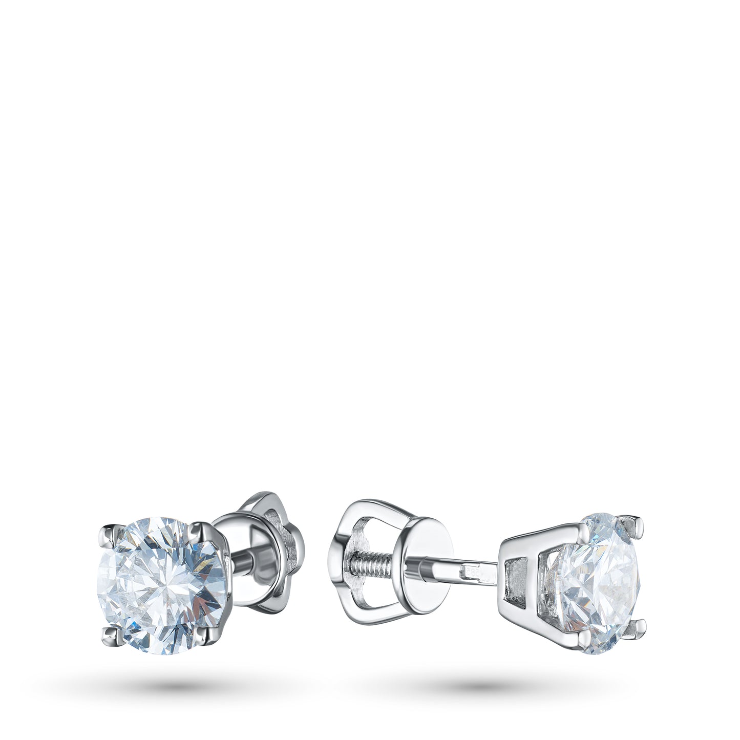 14K White Gold Earring Studs with Lab-Created Diamonds