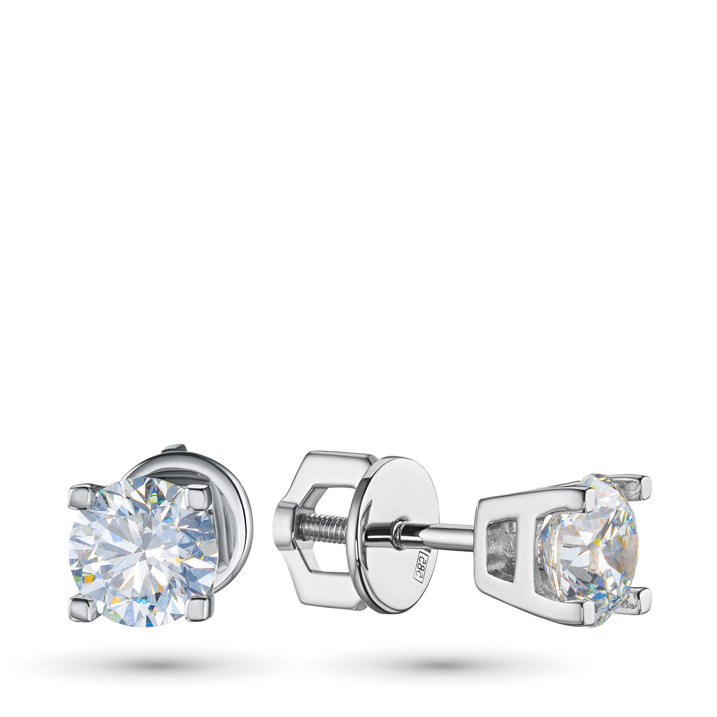 14K White Gold Earring Studs with Lab-Created Diamonds