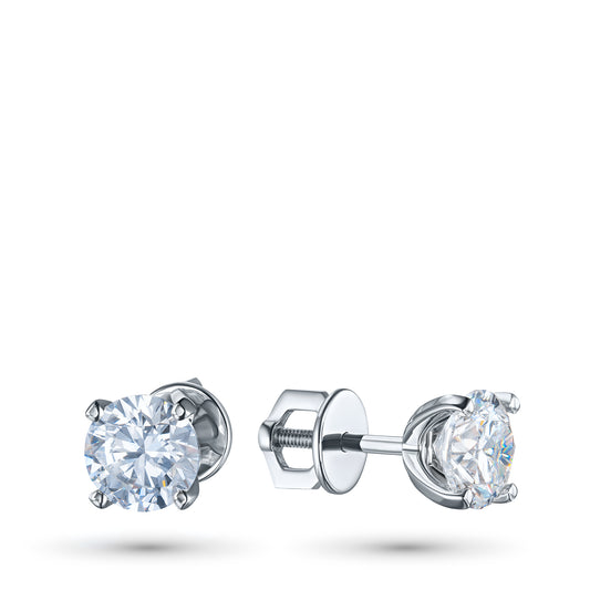 14K White Gold Without Nickel Earring Studs with Lab-Created Diamonds 2.240 CT.TW