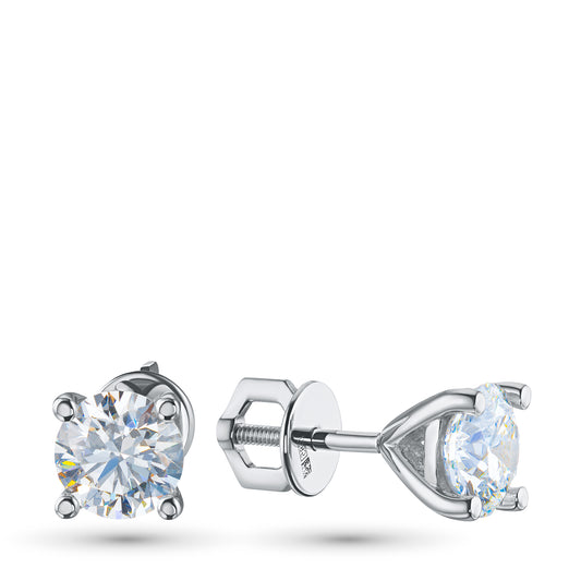 14K White Gold Without Nickel Earring Studs with Lab-Created Diamonds 2.740 CT.TW