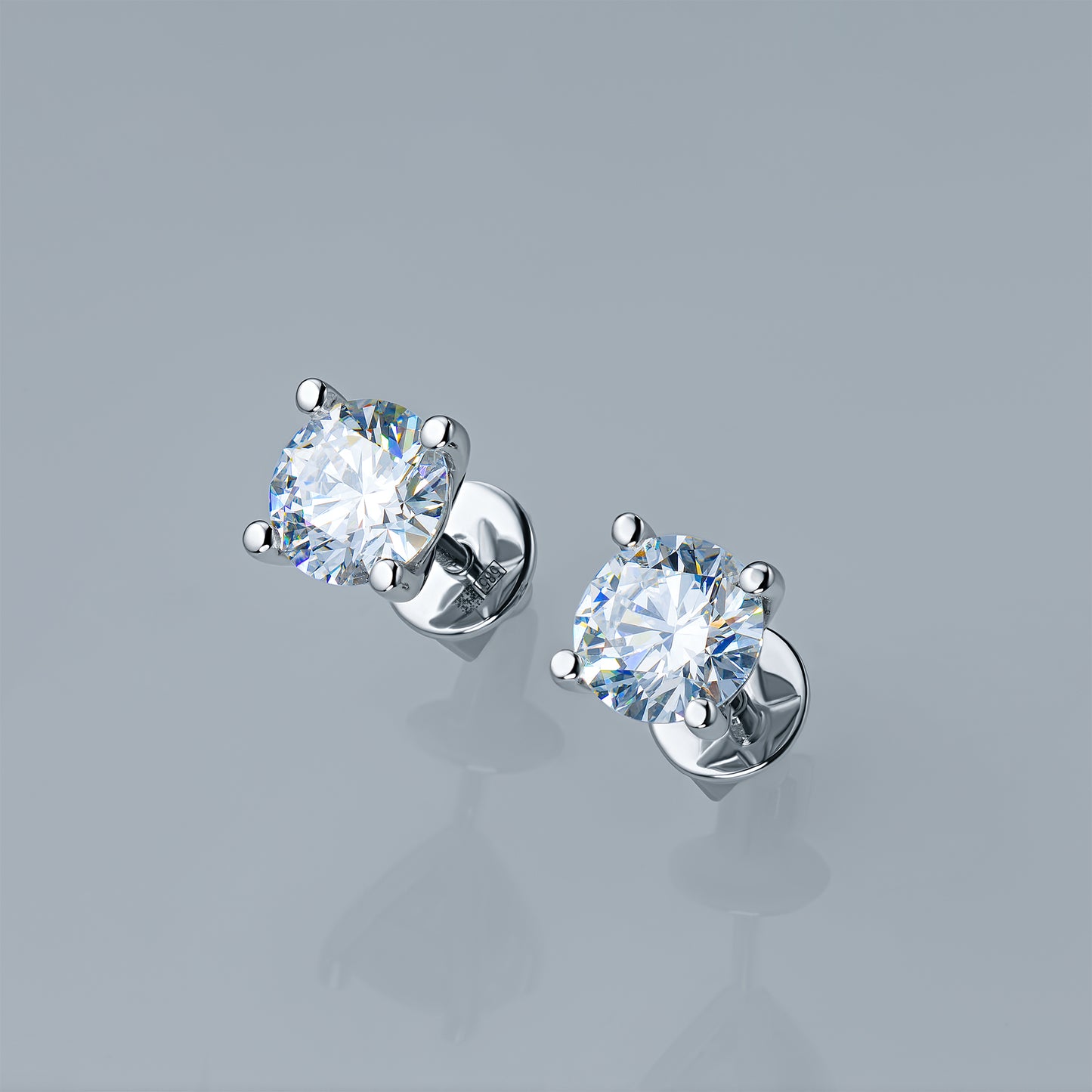 14K White Gold Earring Studs with Lab-Created Diamonds