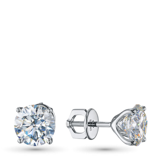 14K White Gold Without Nickel Earring Studs with Lab-Created Diamonds 4.240 CT.TW