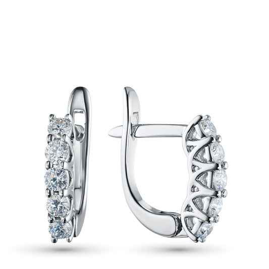 14K White Gold Earrings with Lab-Created Diamonds