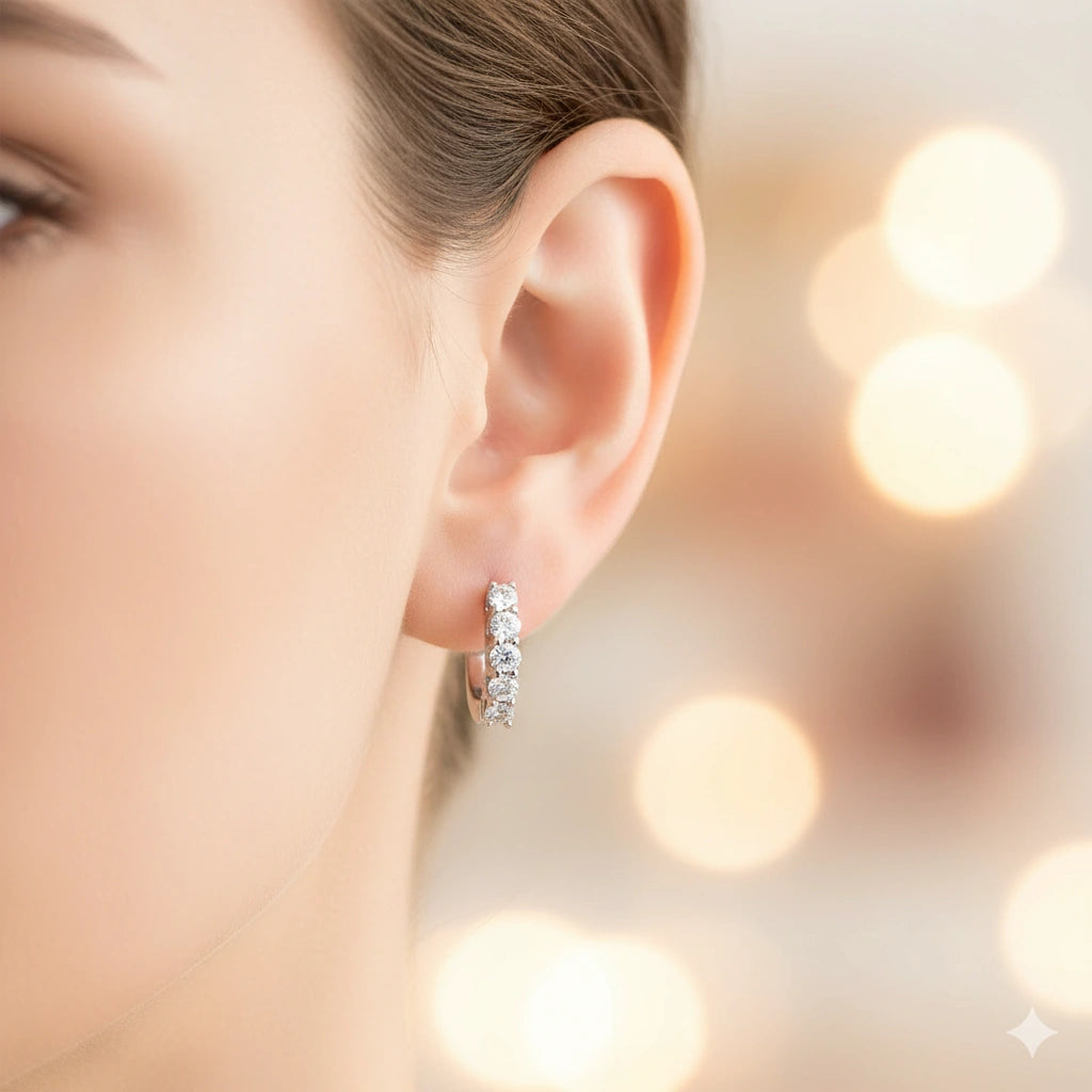 14K White Gold Earrings with Lab-Created Diamonds