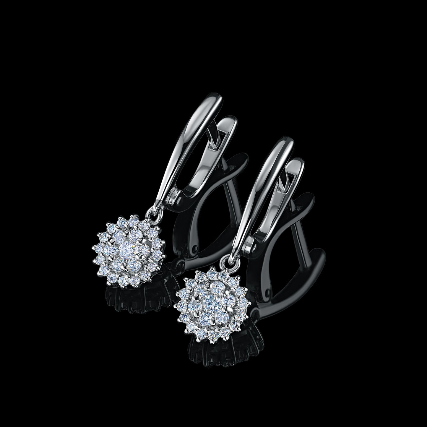 14K White Gold Earrings with Lab-Created Diamonds