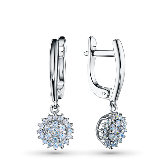 14K White Gold Earrings with Lab-Created Diamonds
