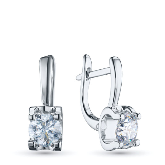 14K White Gold Earrings with Lab-Created Diamonds