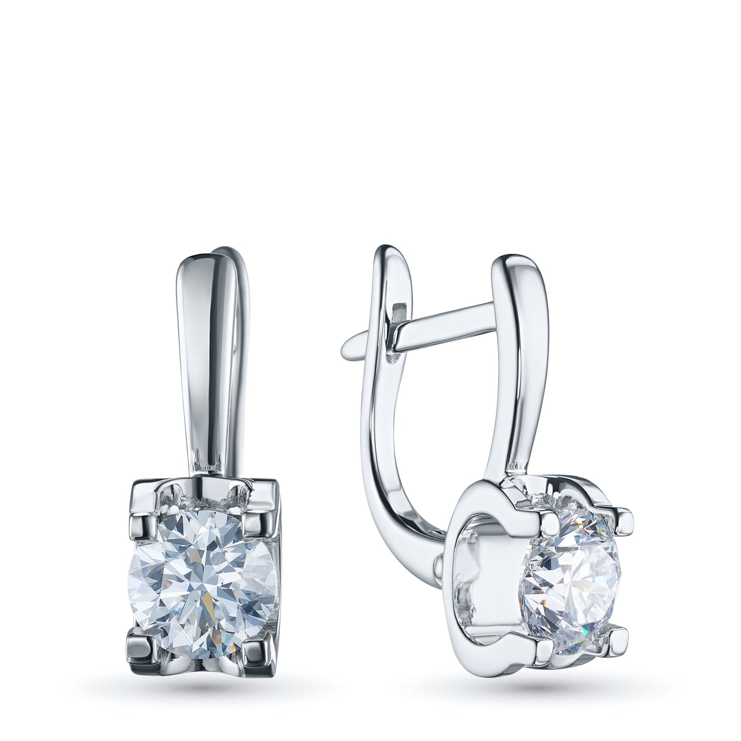 14K White Gold Earrings with Lab-Created Diamonds