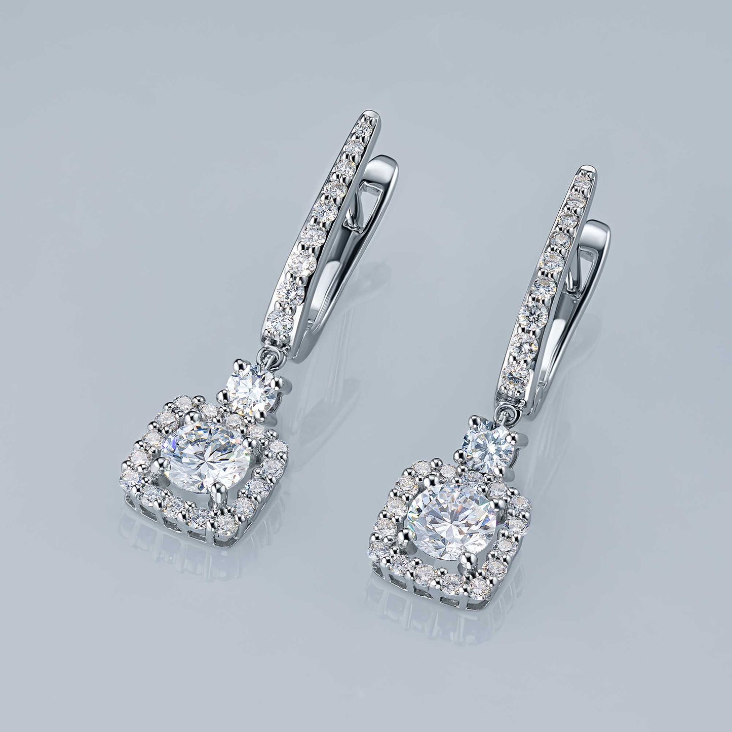 14K White Gold Earrings with Lab-Created Diamonds