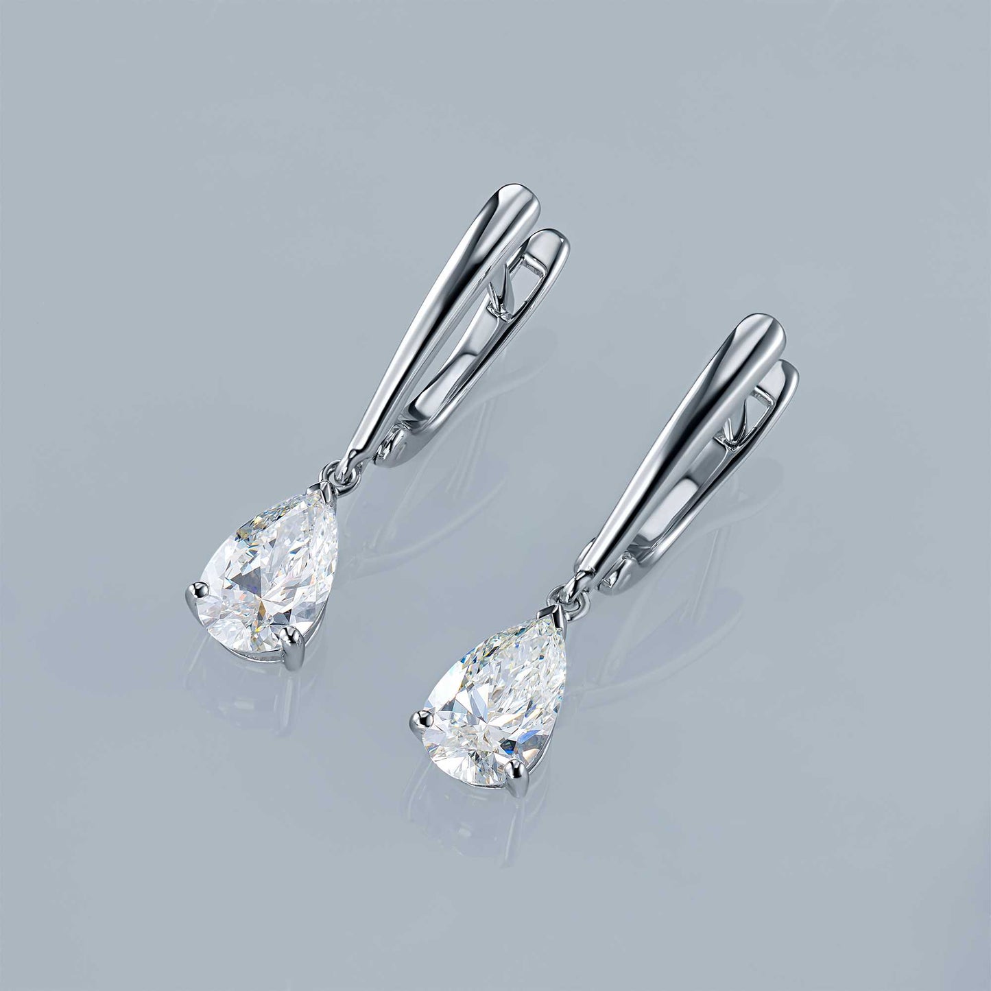 14K White Gold Earrings with Lab-Created Diamonds