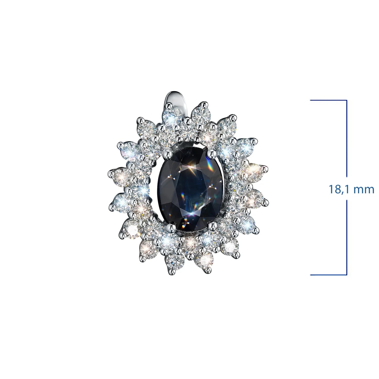 14K White Gold Earrings with Sapphire and Lab-Created Diamonds