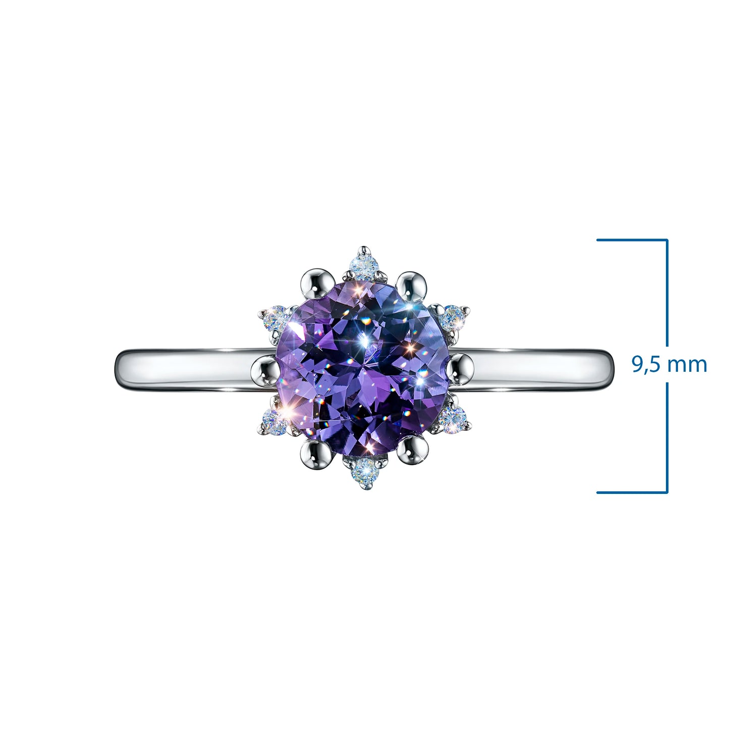14K White Gold Ring with Topaz and Lab-Created Diamonds