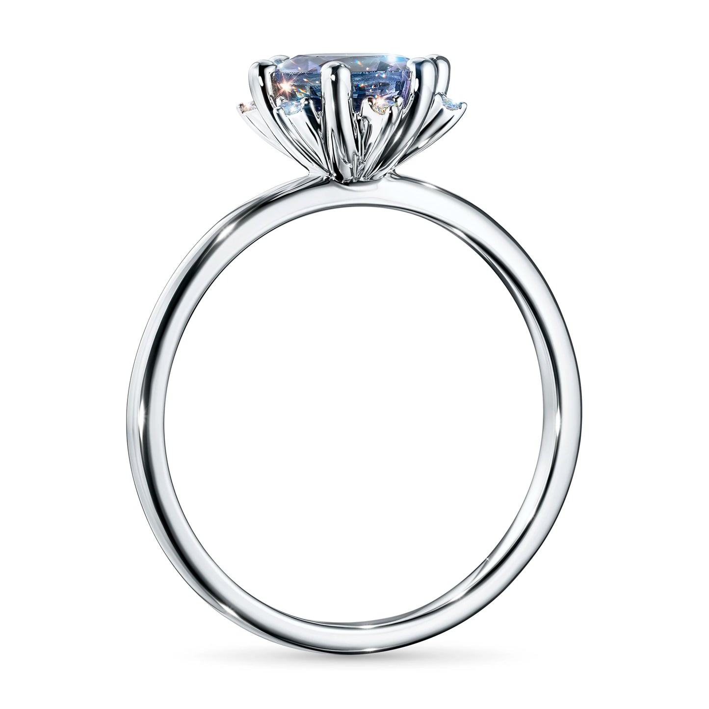 14K White Gold Ring with Topaz and Lab-Created Diamonds
