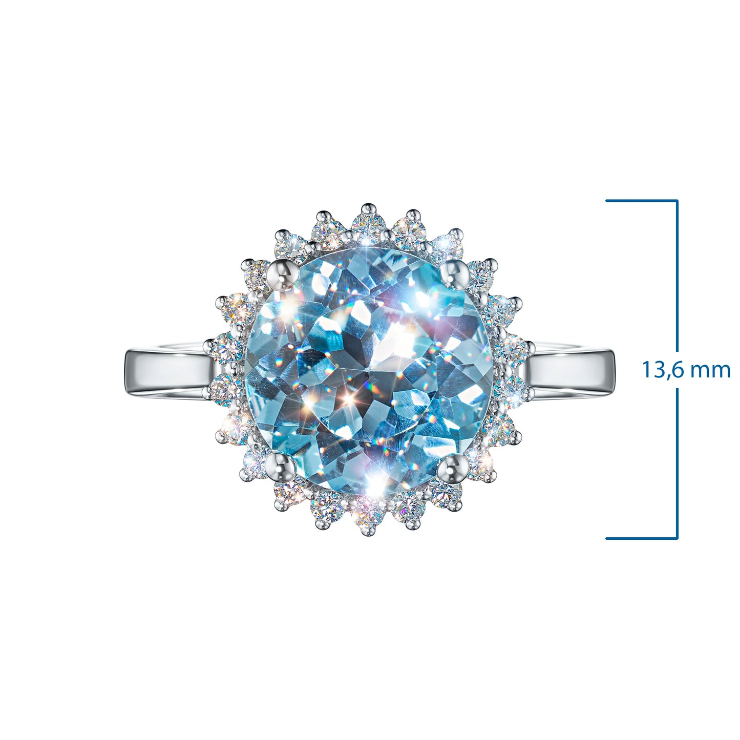 14K White Gold Ring with Topaz and Lab-Created Diamonds