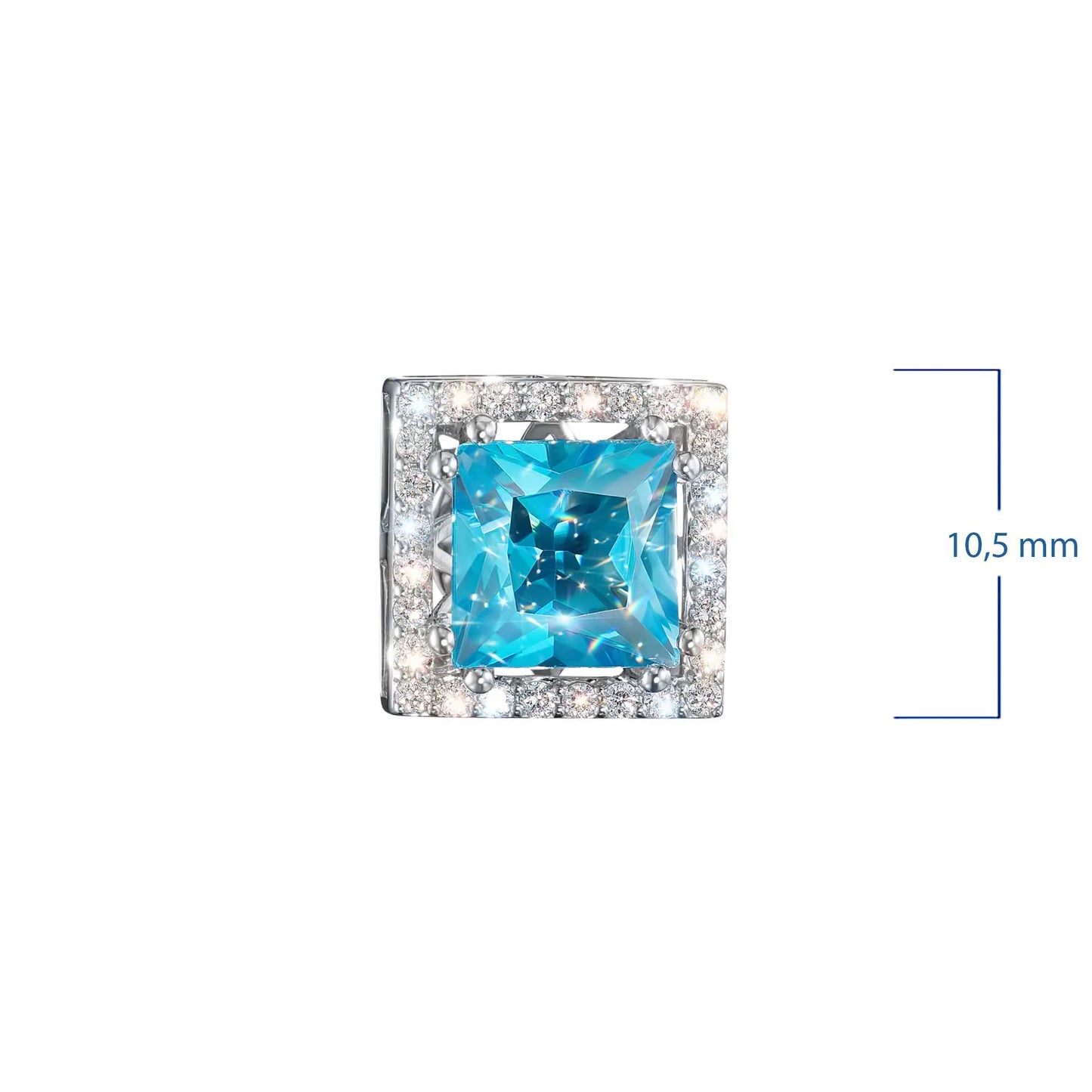 14K White Gold Earring Studs with Topaz and Lab-Created Diamonds