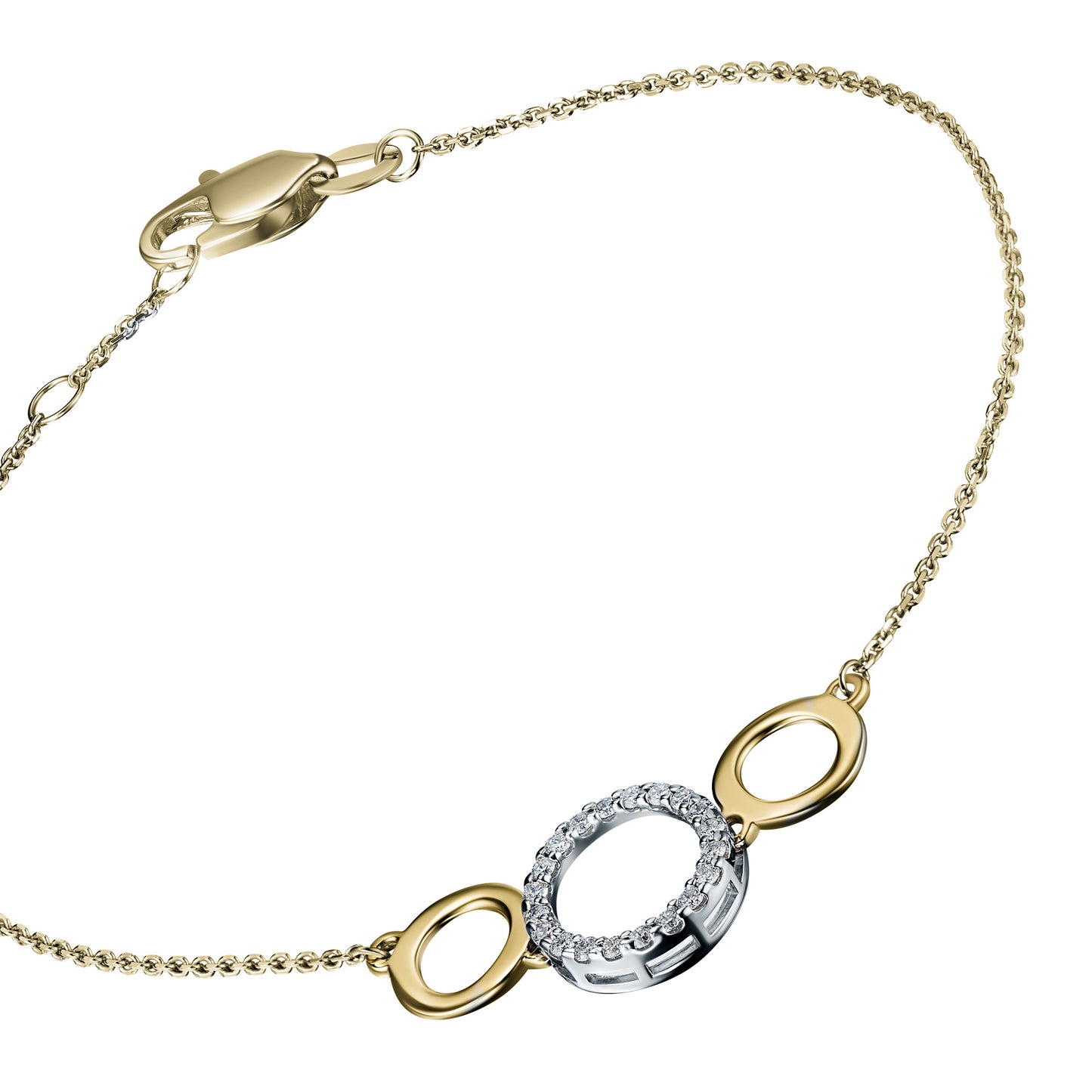 14K White-yellow Gold Bracelet with Lab-Created Diamonds