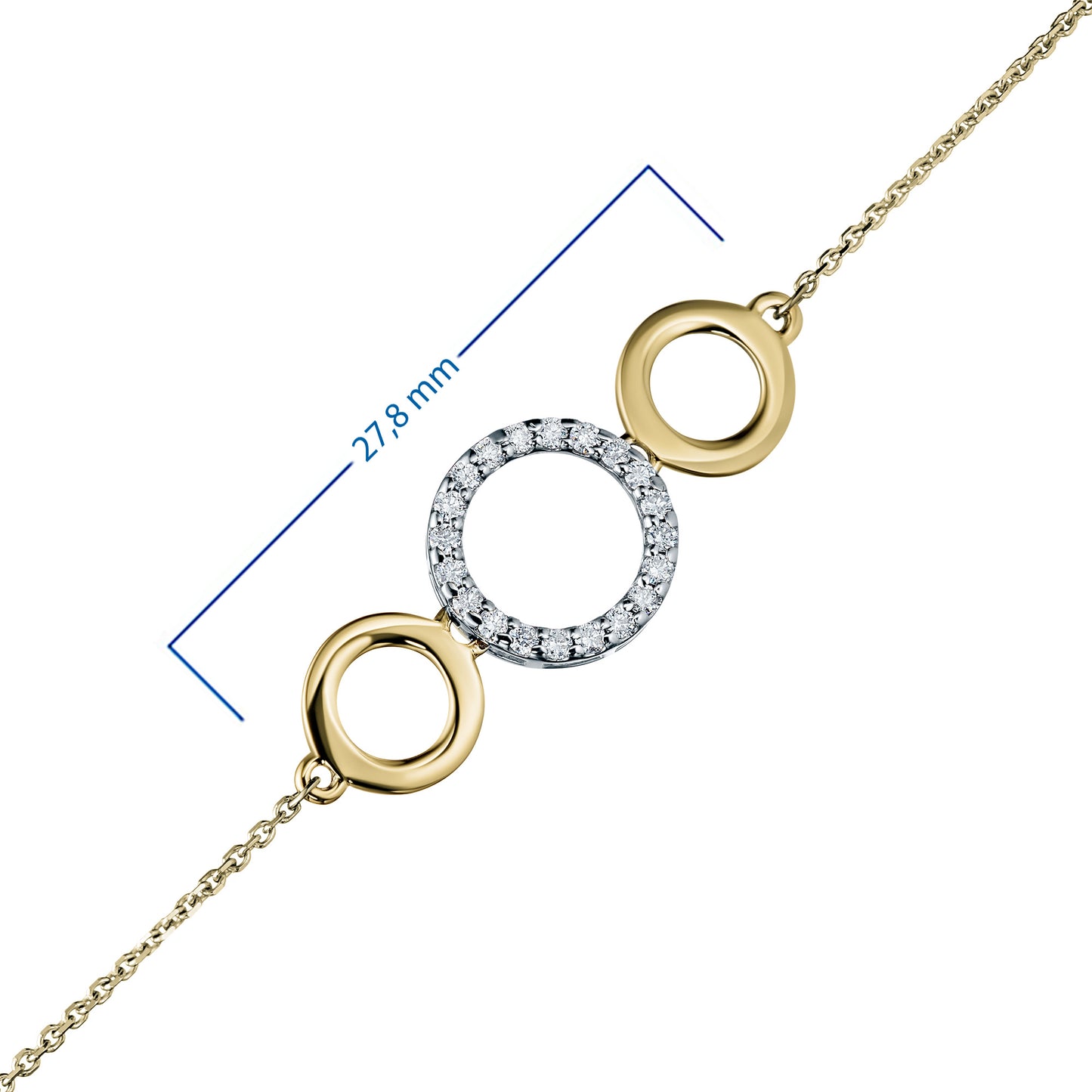 14K White-yellow Gold Bracelet with Lab-Created Diamonds
