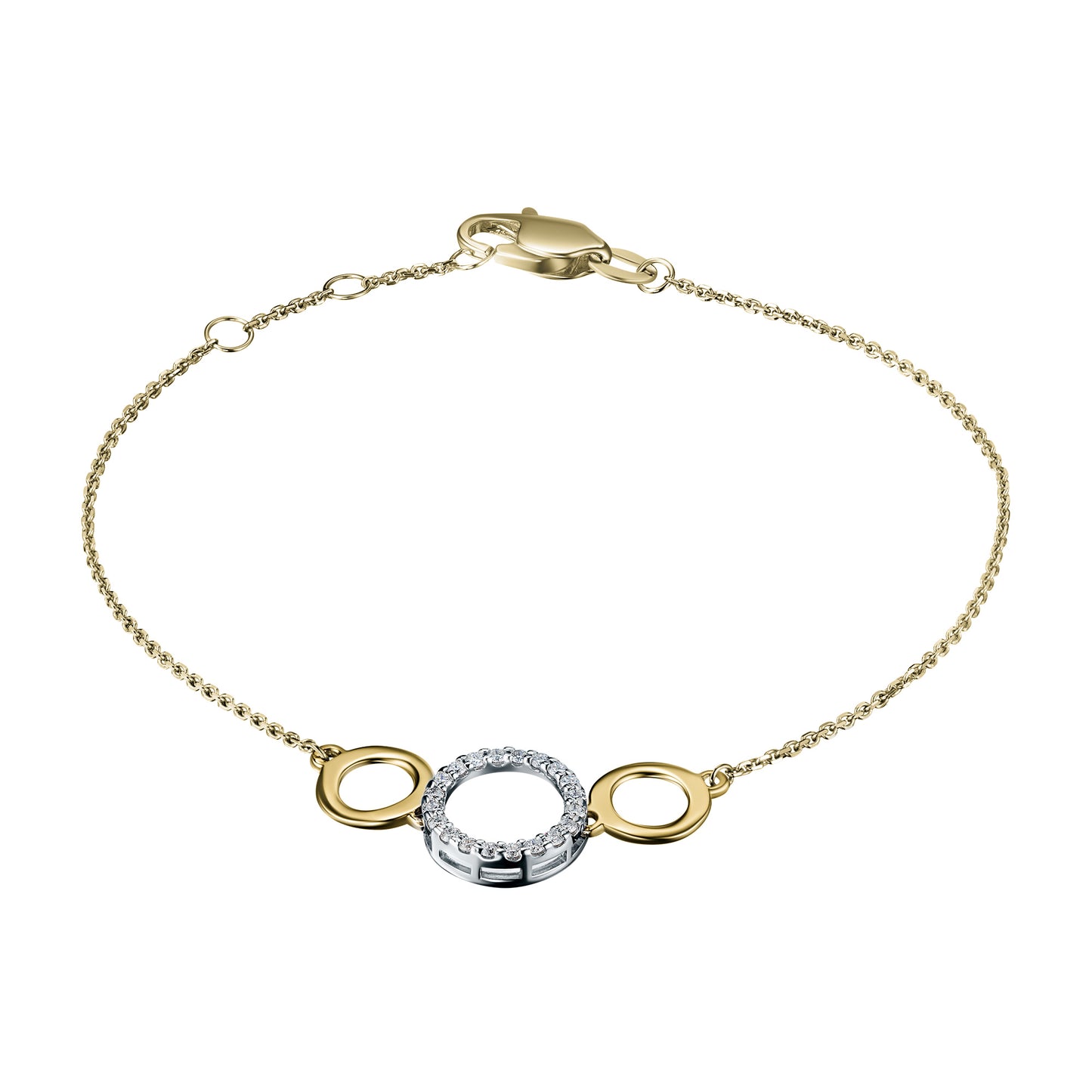 14K White-yellow Gold Bracelet with Lab-Created Diamonds