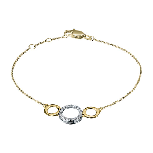 14K White-yellow Gold Bracelet with Lab-Created Diamonds