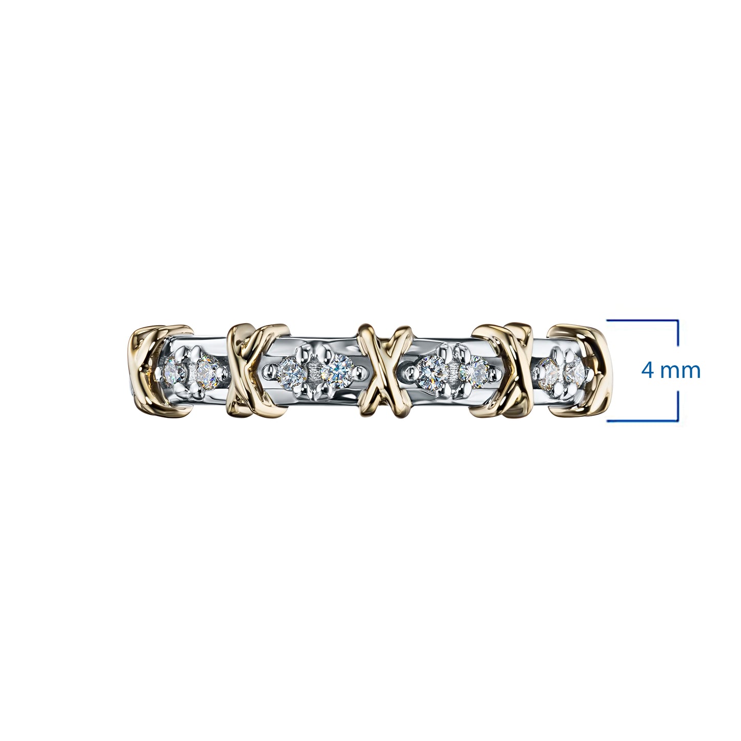 14K White-yellow Gold Ring with Lab-Created Diamonds