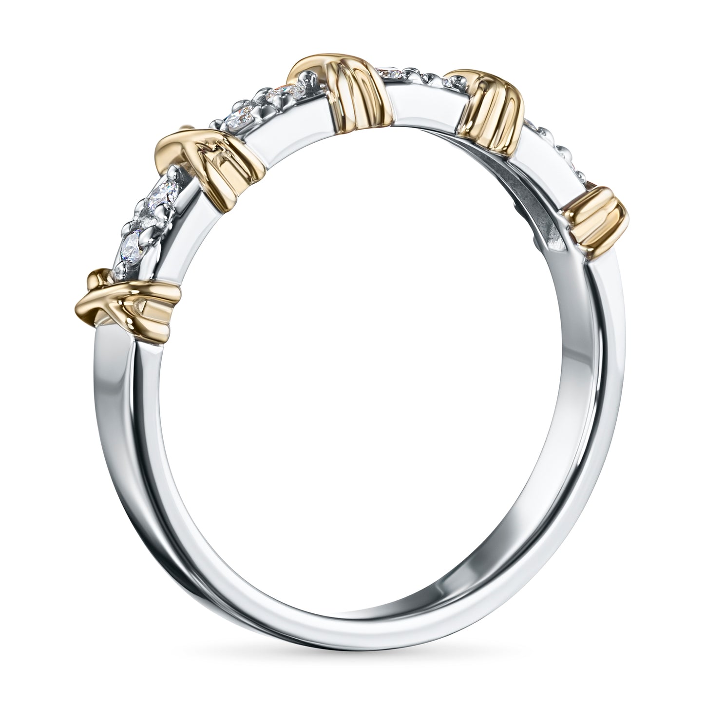 14K White-yellow Gold Ring with Lab-Created Diamonds
