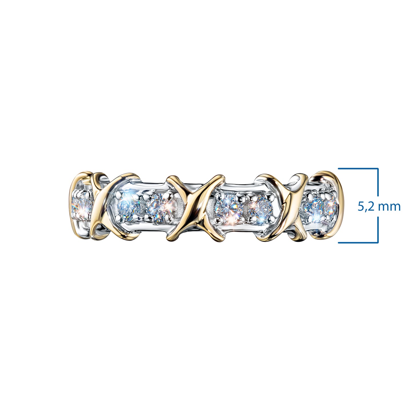 14K White-yellow Gold Ring with Lab-Created Diamonds